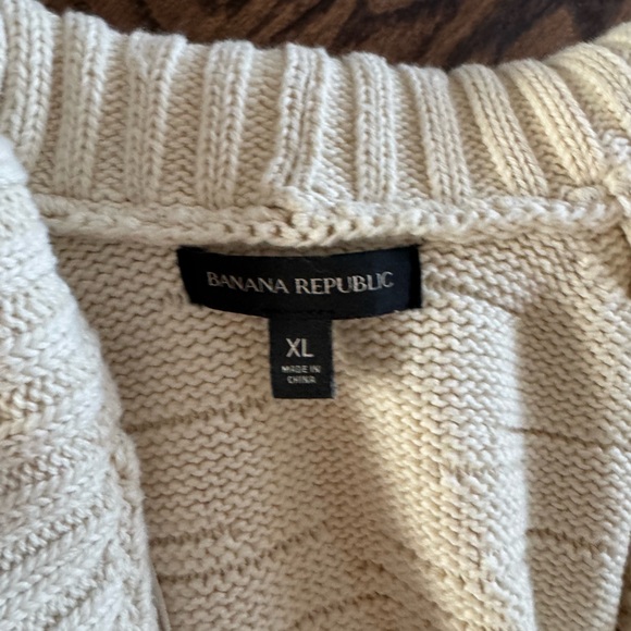 Banana Republic Mesa Fringed Cardigan Cream XL Organic Cotton Western Oversized - Picture 4 of 9